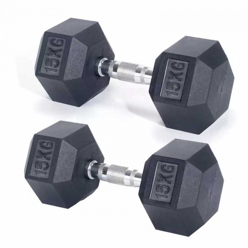 Dumbbells 2 x 15kg Hexagonal Pro Fitness