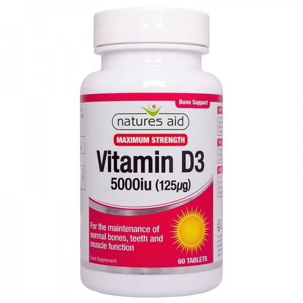 Natures Aid Vitamin D3 5000iu (125ug) High Strength 60 Tabs
