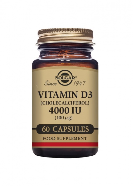 Solgar Vitamin D3 (Cholecalciferol) 4000 IU (100 ug) Vegetable Capsules